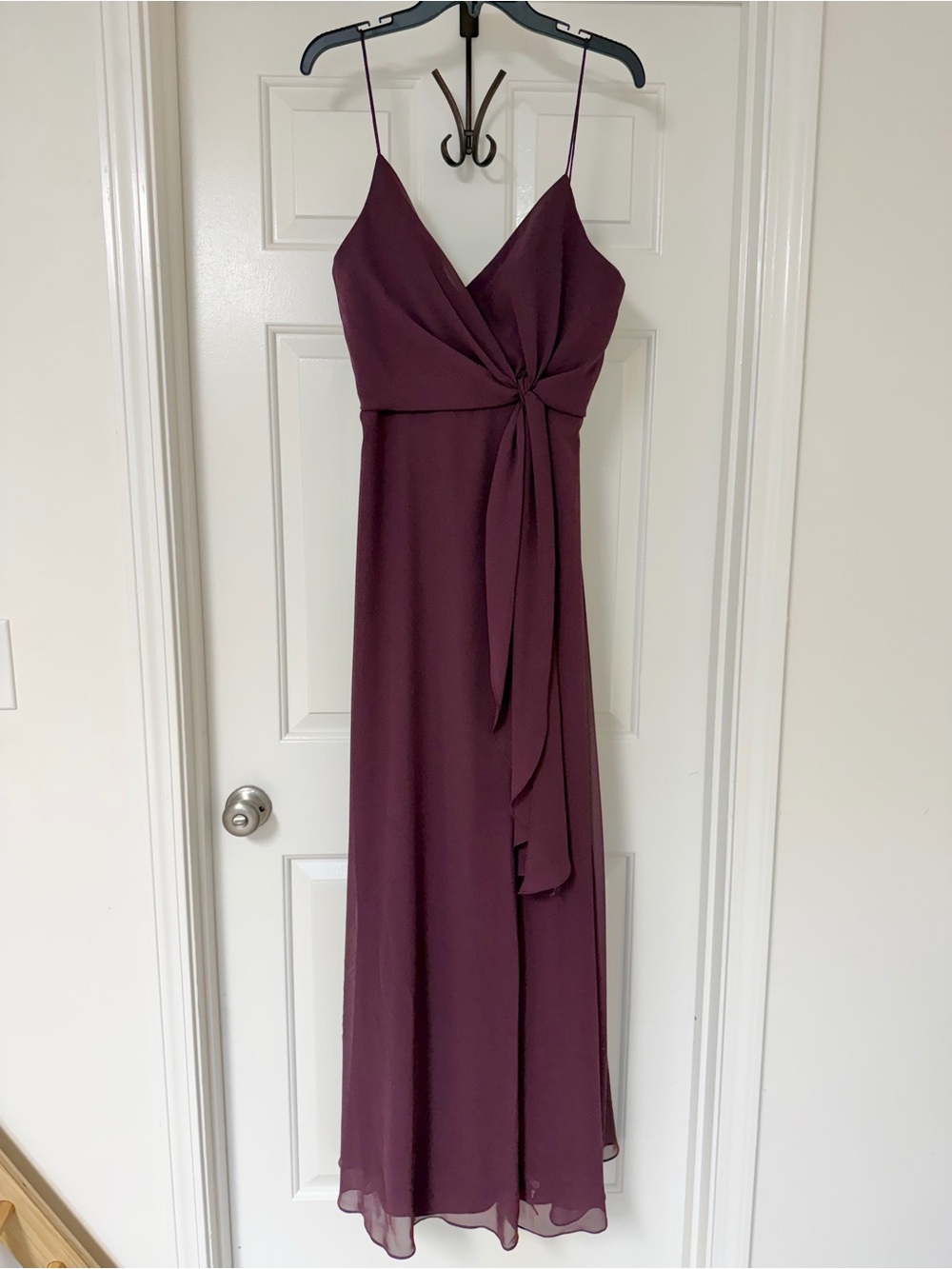 NWT Jenny Yoo Amara Luxe Chiffon Gown in Black Currant color